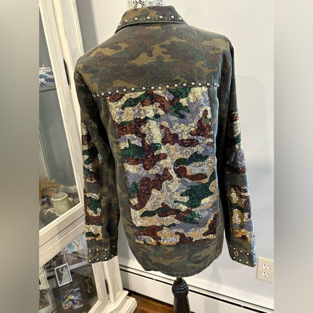 Miss Me Camouflage Sequin Jean Jacket - Picture 10 of 16